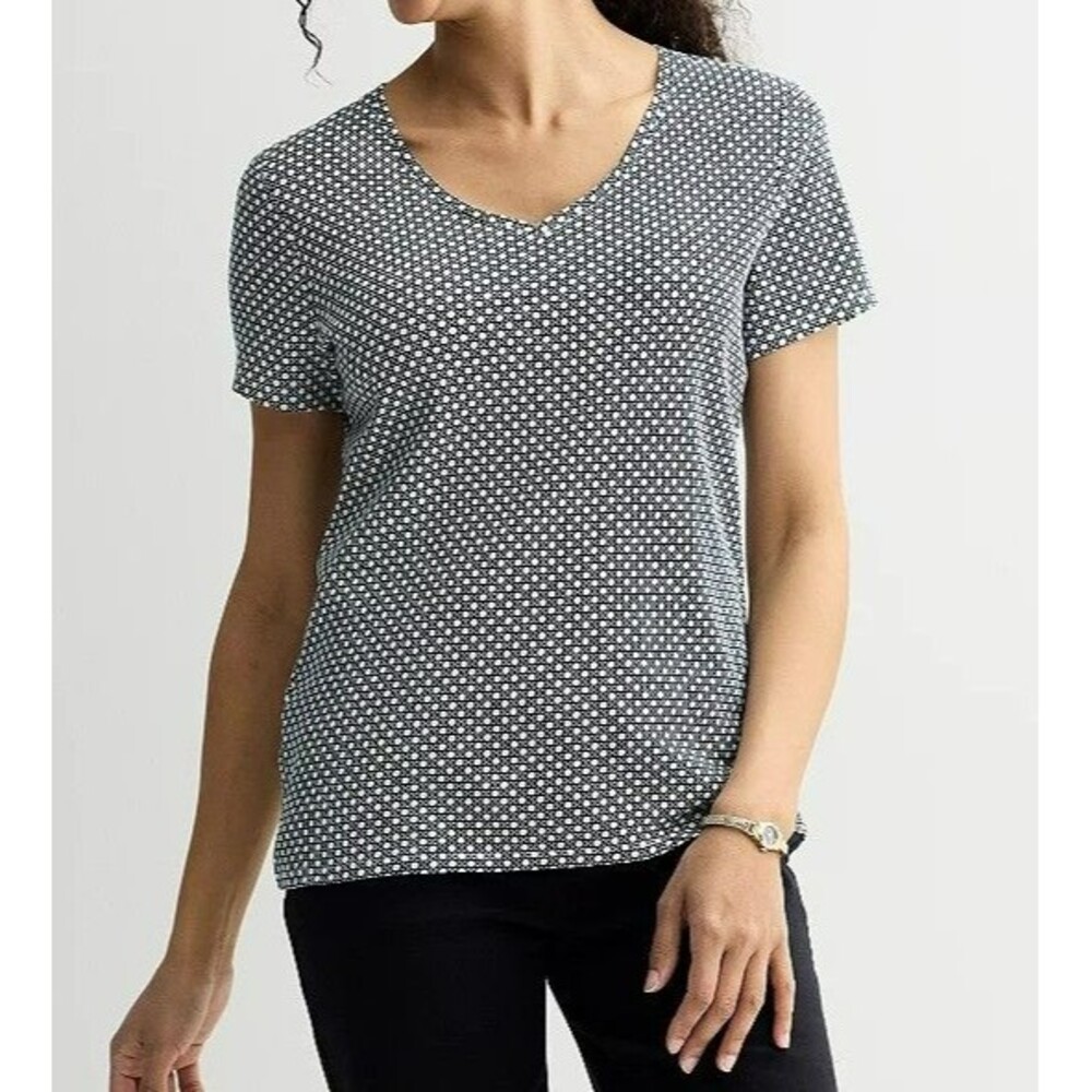 Croft & Barrow Women's Essential V-Neck Tee Size S, Navy NWT